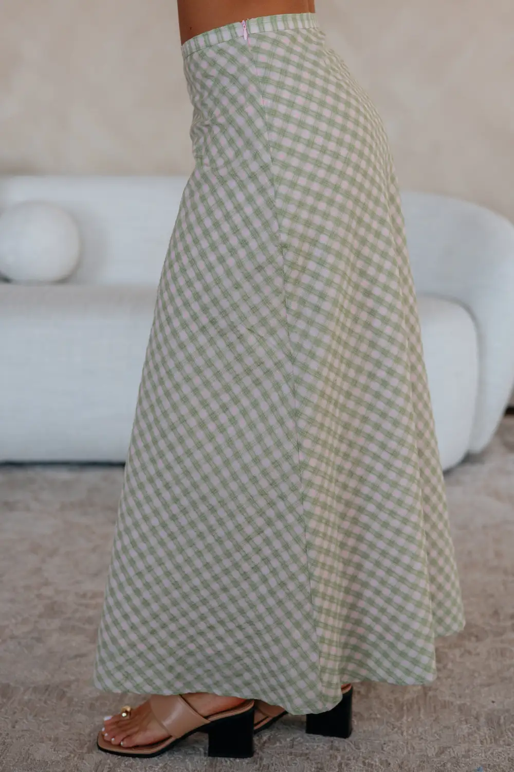 Gingham Cotton Maxi Skirt