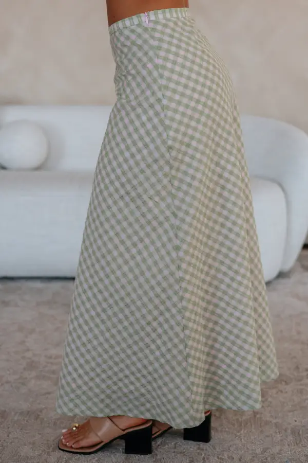 Gingham Cotton Maxi Skirt