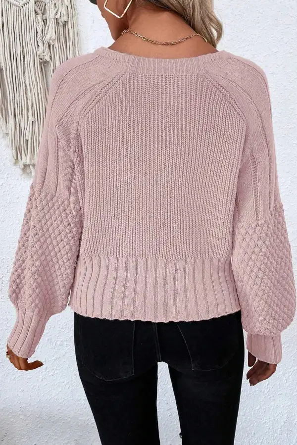Textured Button Front V Neck Cardigan