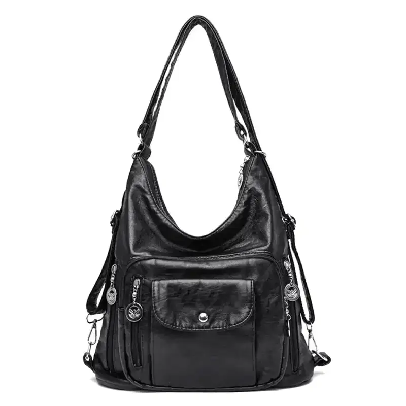 Leather Multi-Pocket Shoulder Bag