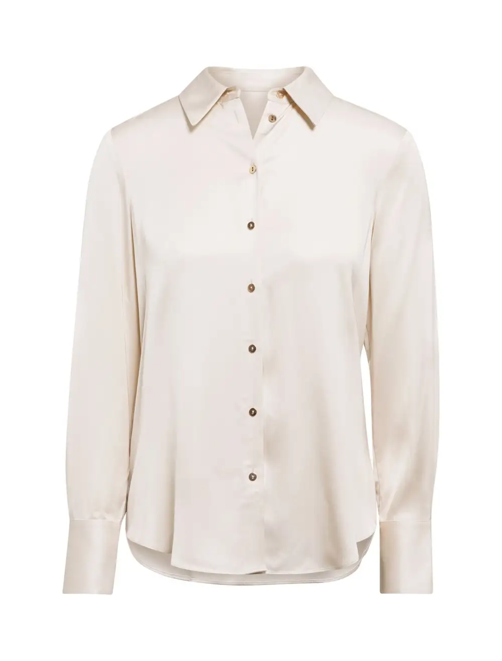 White Satin Long Sleeve Button-Up Shirt