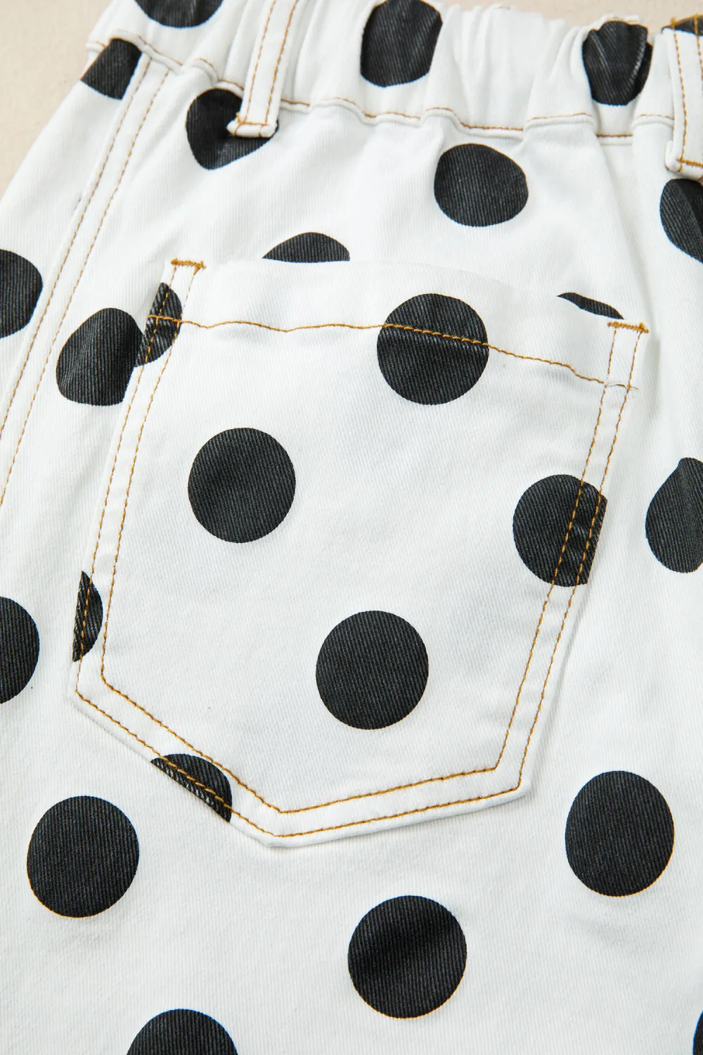 White Polka Dot Bow Jeans