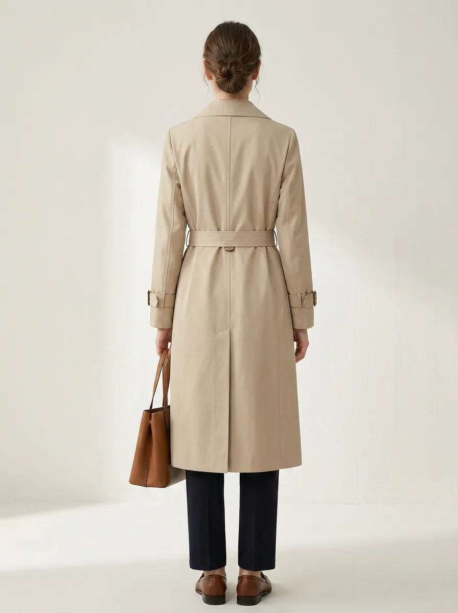 Women's Everyday Belted Classic Long Trench Coat