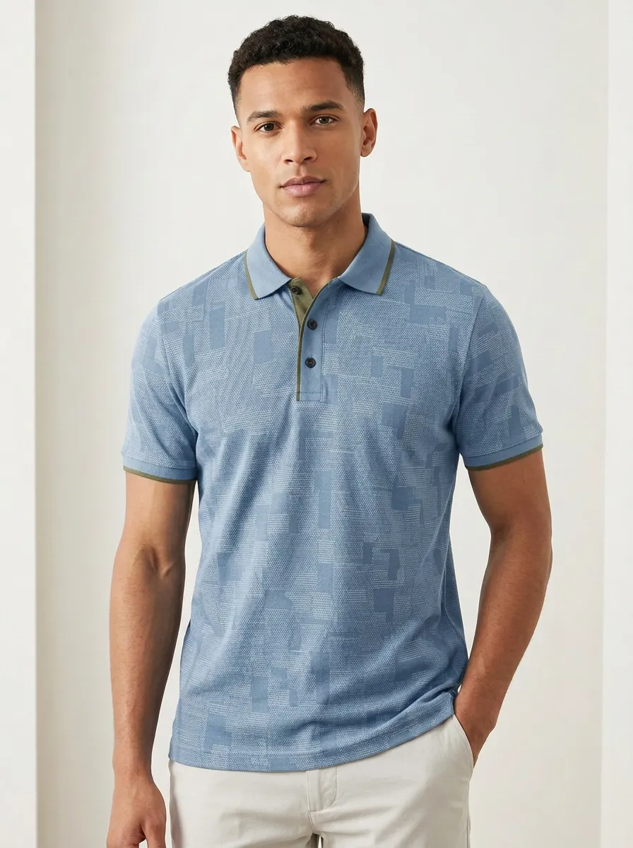 Patterned Geometric Men's Polo Shirt