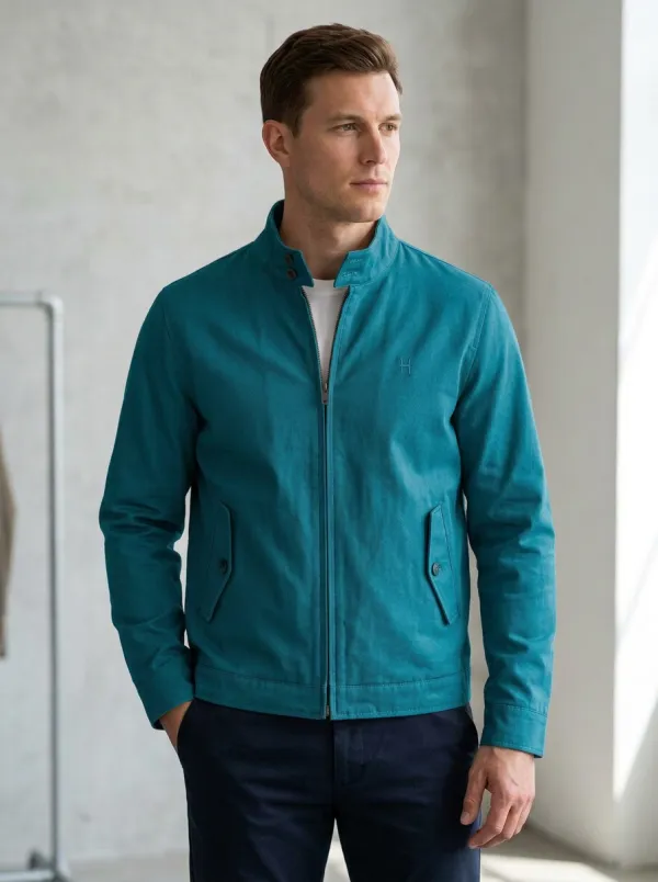 Men's Casual Minimalist Grey Stand Collar Zip-Up Jacket