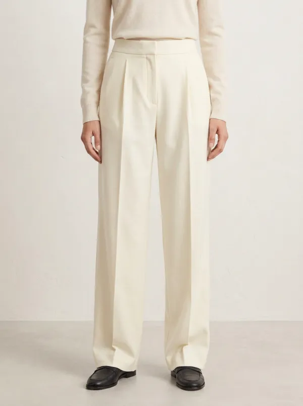 Structured Look Pleated Wide-Leg Trousers