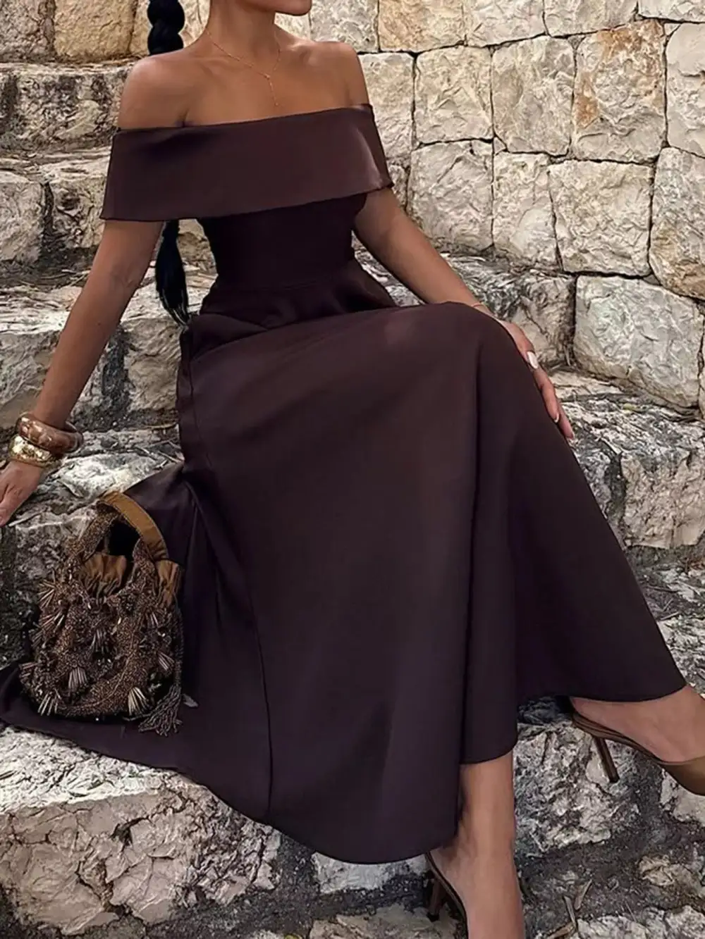 Structured Shape Off Maxi Dress