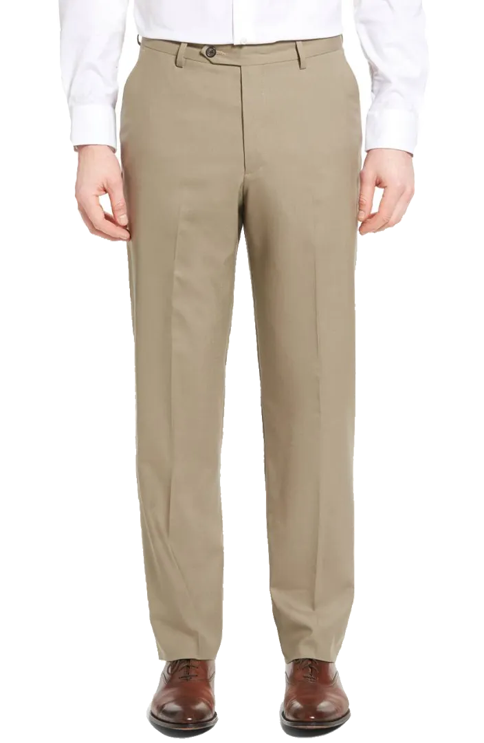 Classic Gabardine Tropical Weave Performance Flat Front Pleated Front Trousers