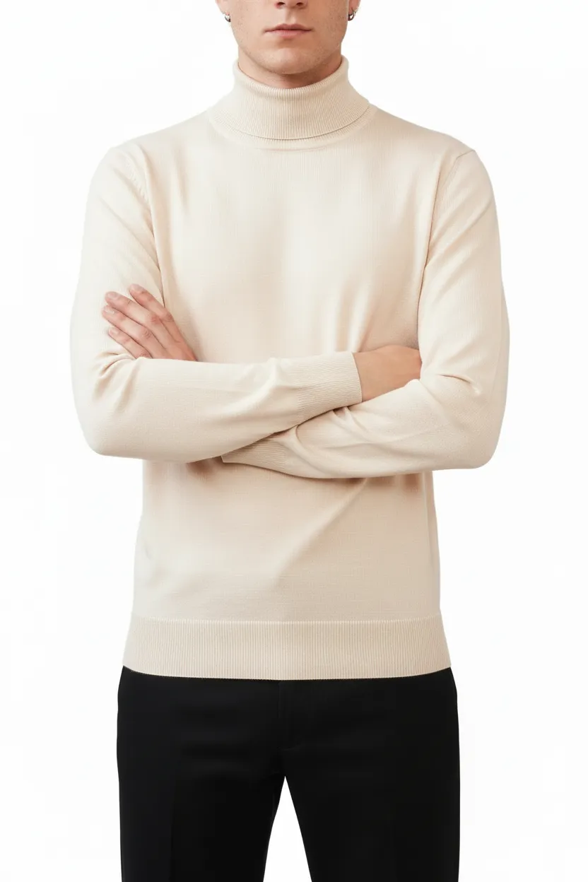 Polished Slim Fit Viscose Turtleneck Sweater