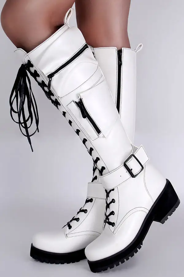 Round-Toe Lace-Up Boots