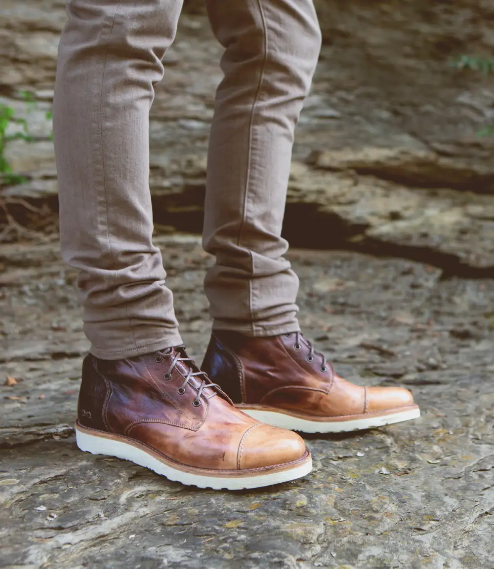 Apron-Toe Lace-Up Distressed Work Boots