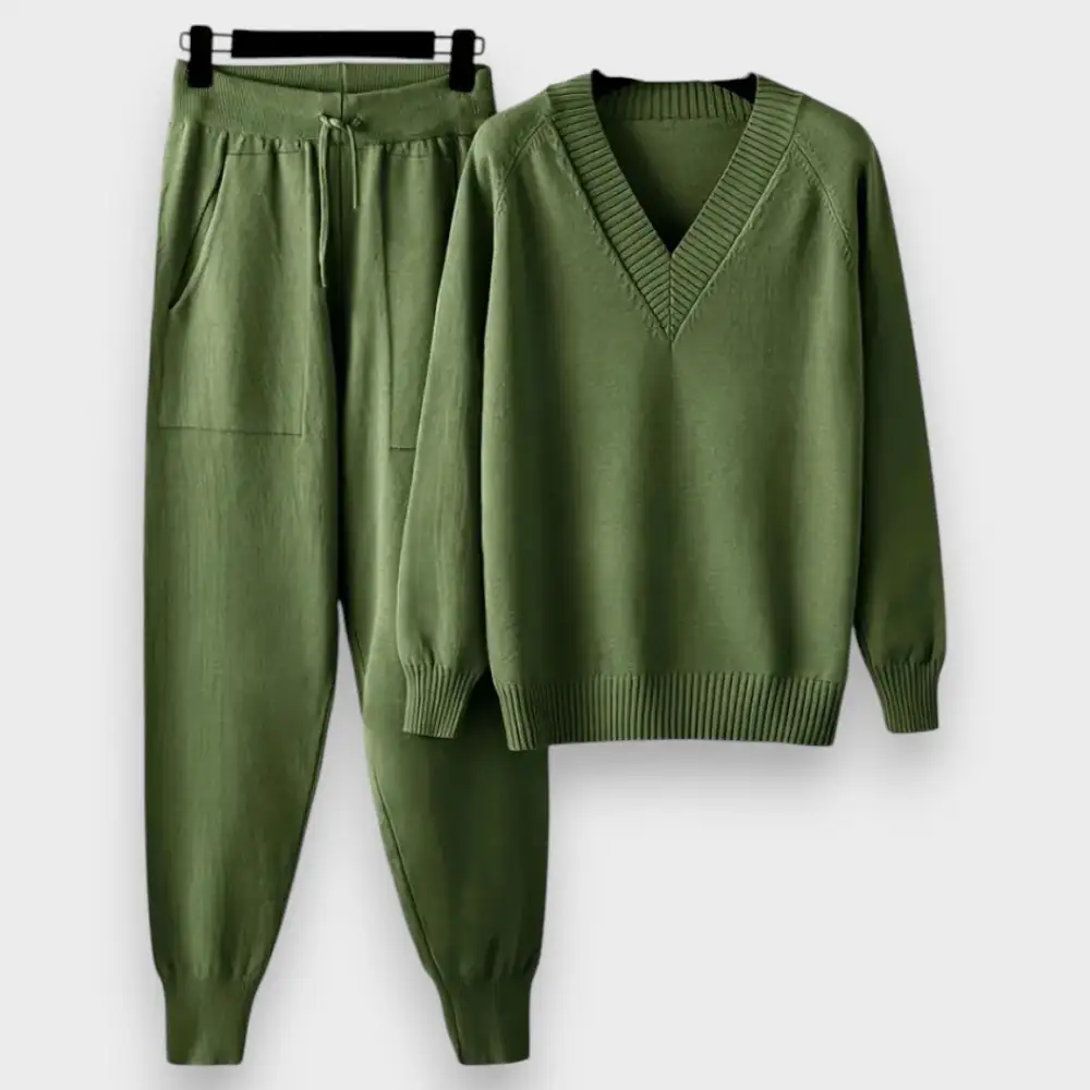 V-Neck Knit Two Piece Set