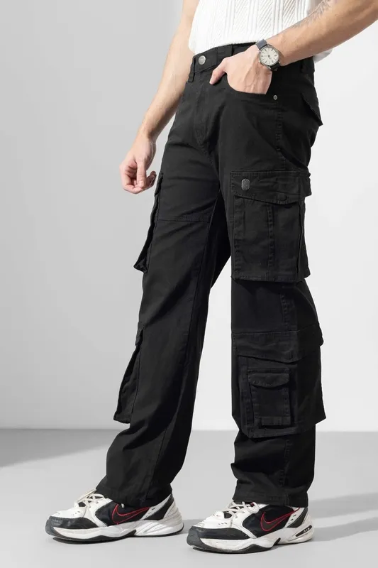 Black Multi Pocket Cargo Pants