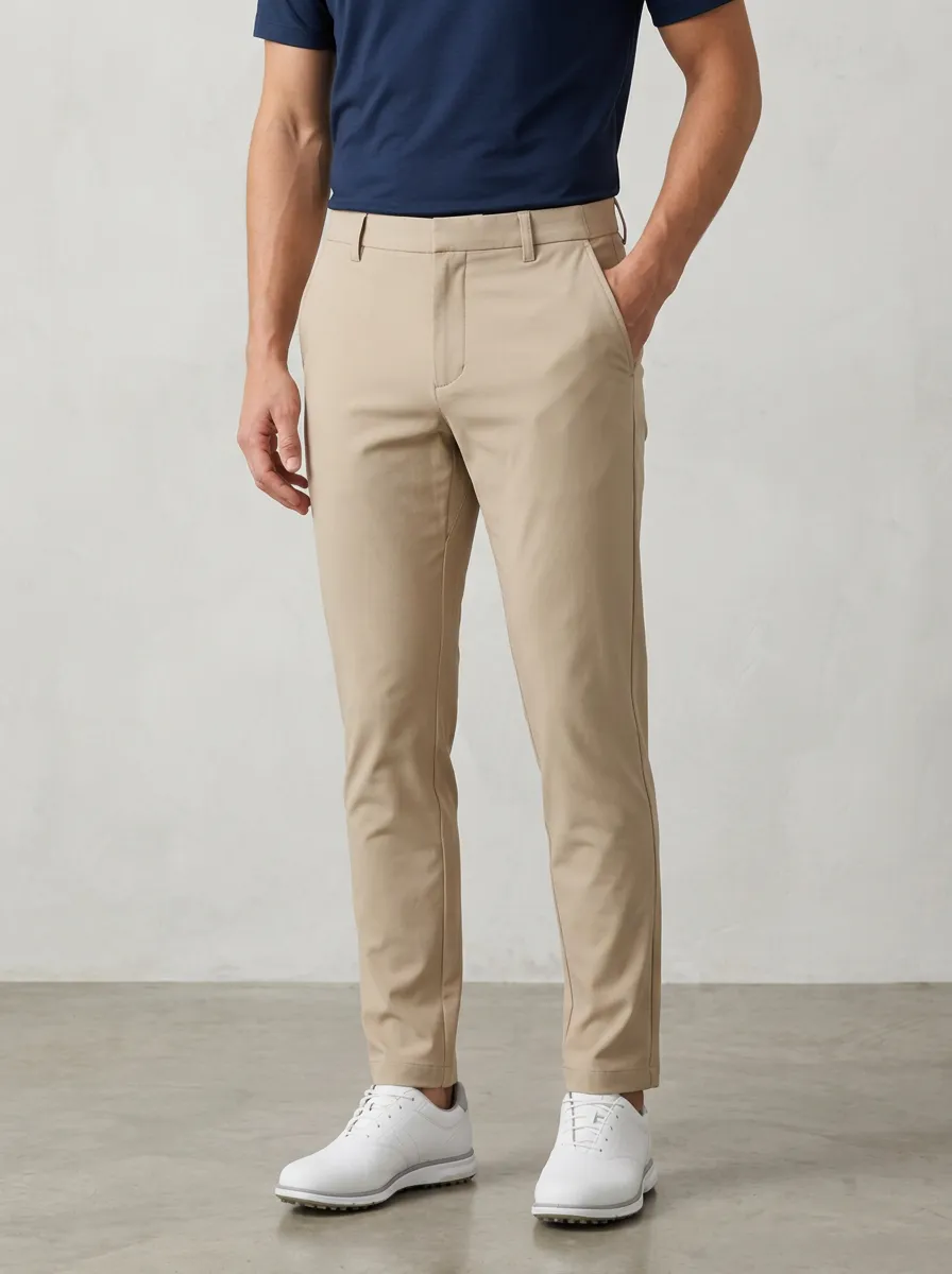 Men's Golf Lover Khaki Solid Printed Trousers