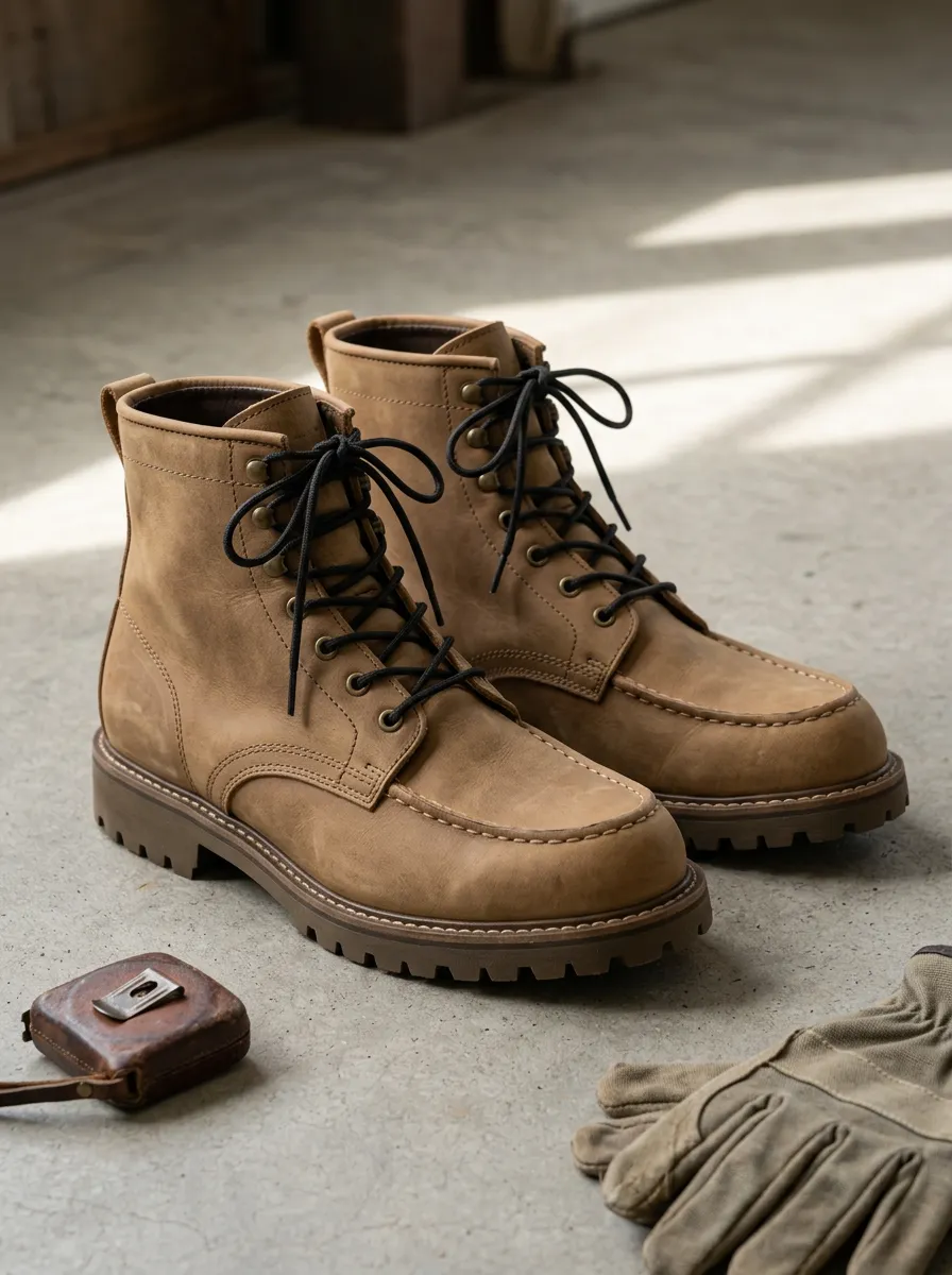 Unisex Classic Casual Outdoor Tan Leather Lace-up Boots
