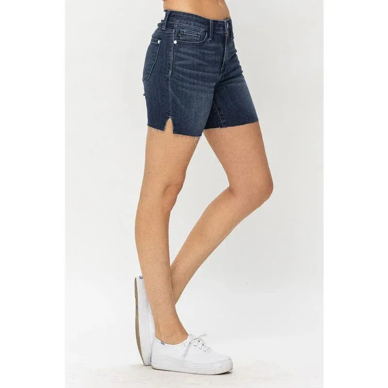 Mid-Length Cutoff Denim Shorts