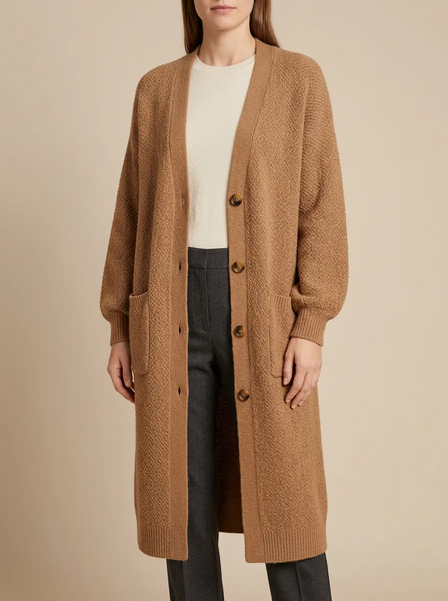 Women's Button Detail Minimal Knit Cardigan