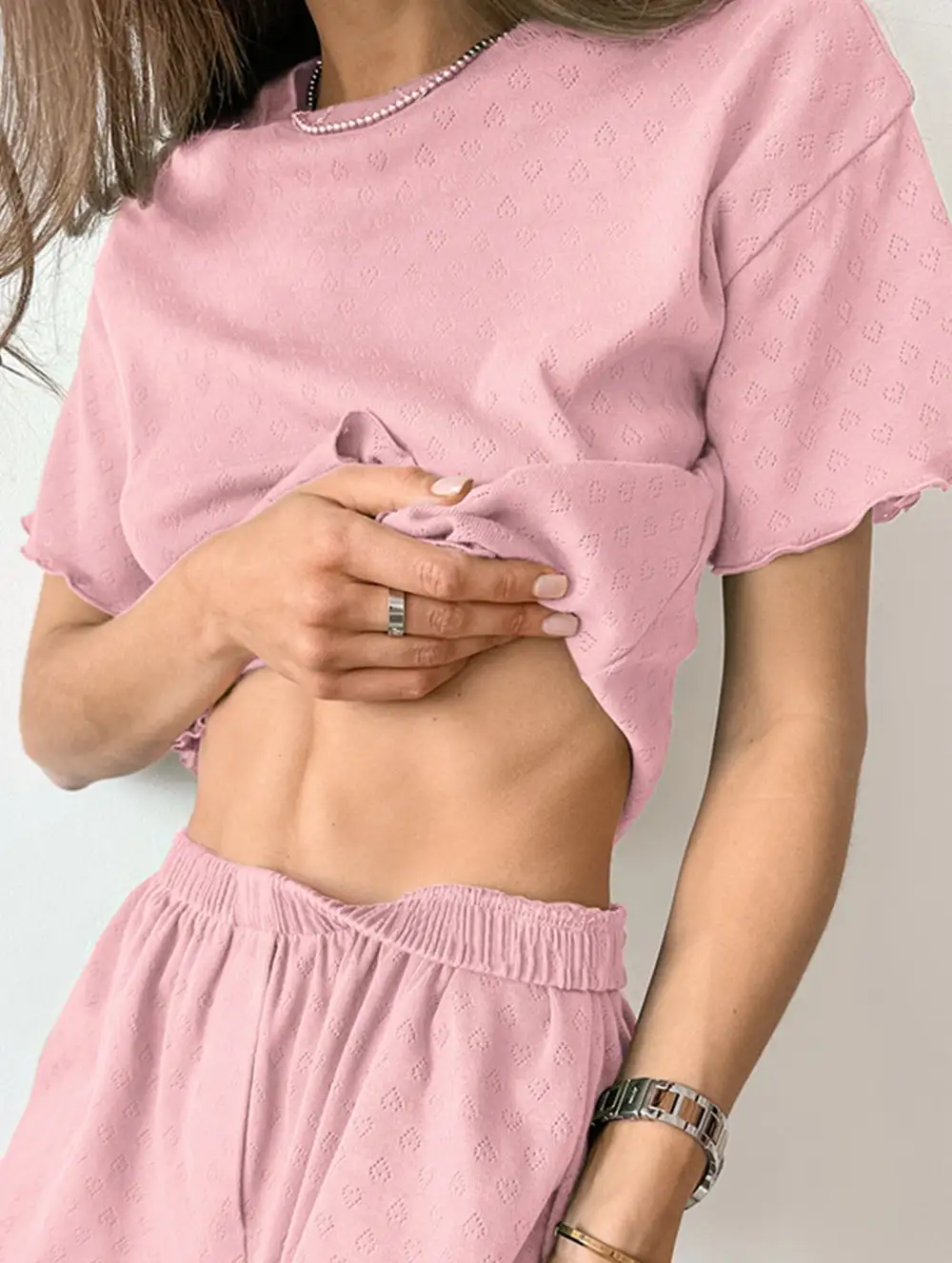 Heart Print Round Neck Set