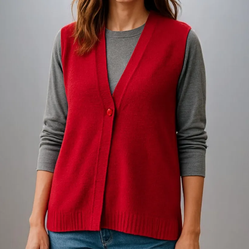 Longline One Button Knit Vest