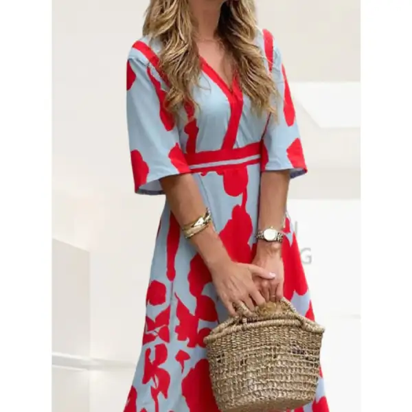 Floral Print Half Sleeve Maxi Dress