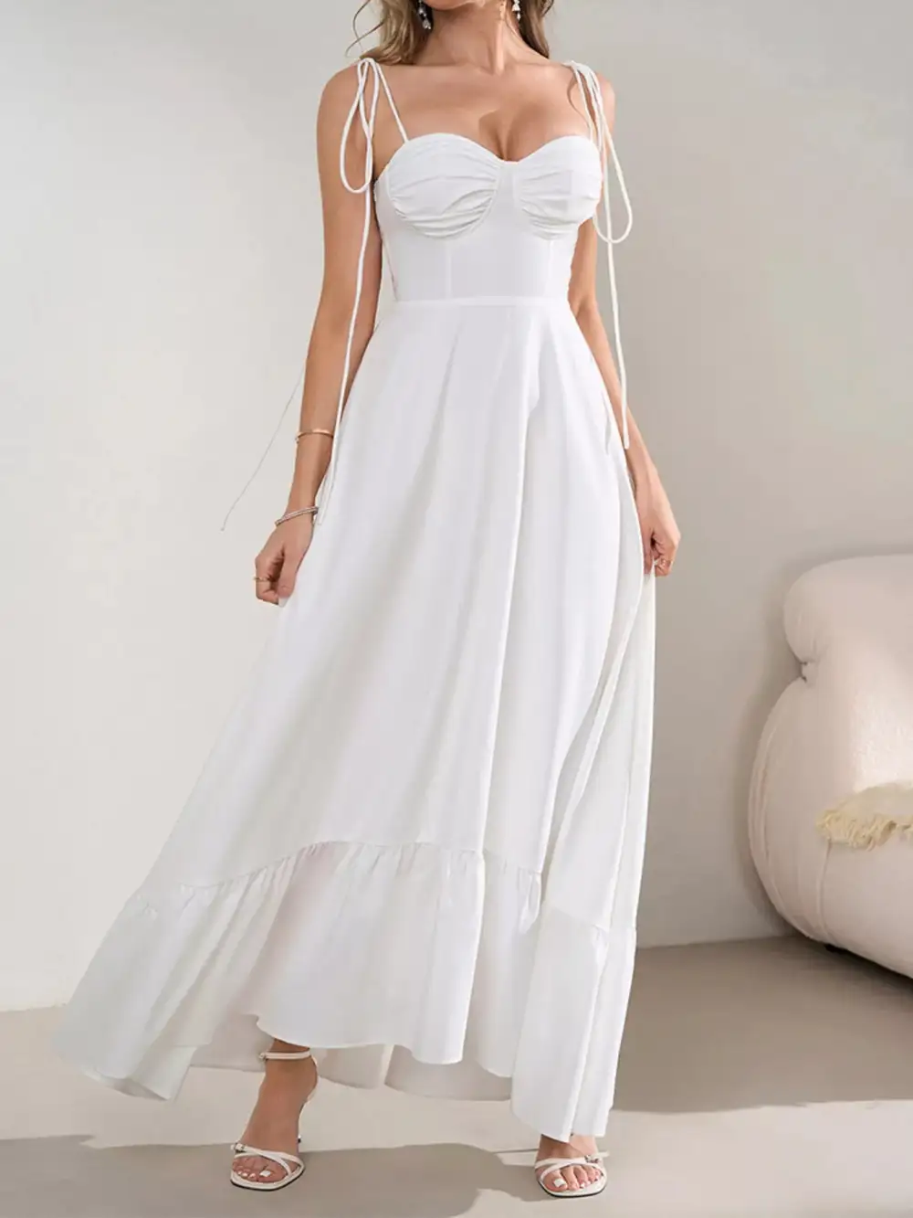 Structured Shape Ruffle Maxi Dress
