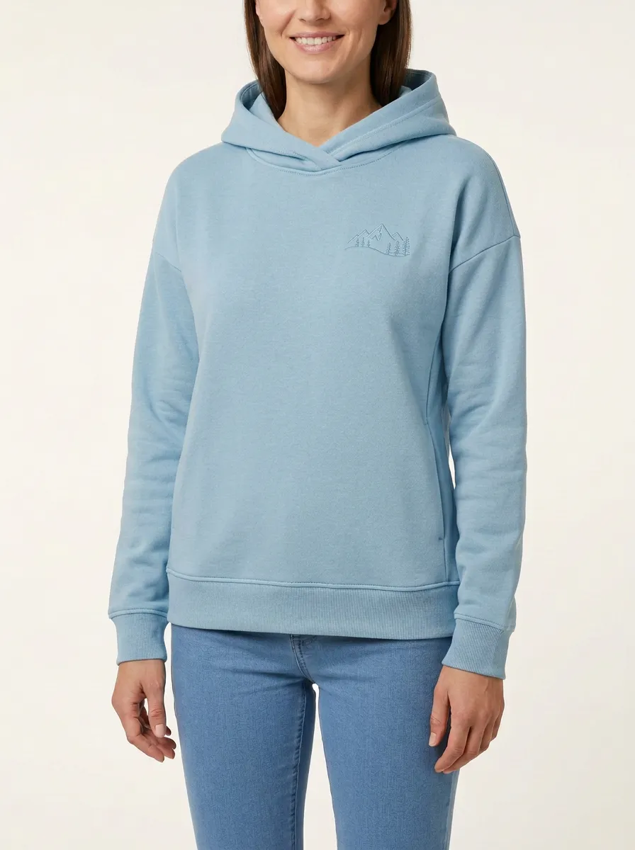 Women's Mountain-Line Crossover-Neck Side-Pocket Hoodie