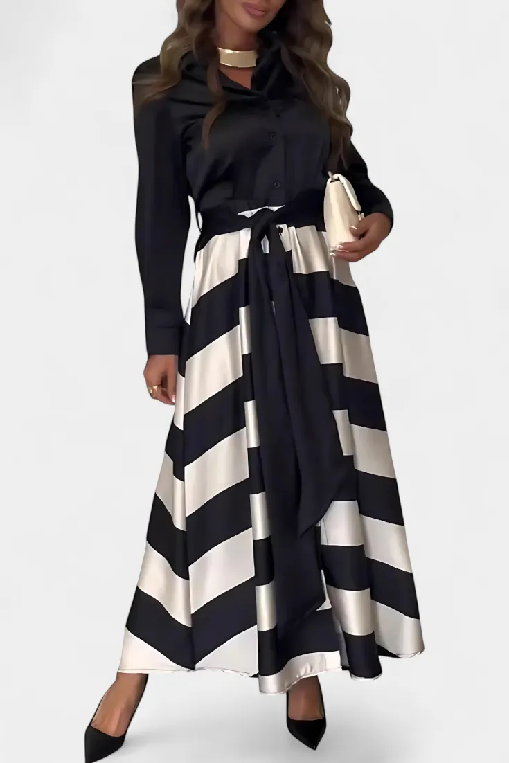 Shirt-Style Striped Casual Dress