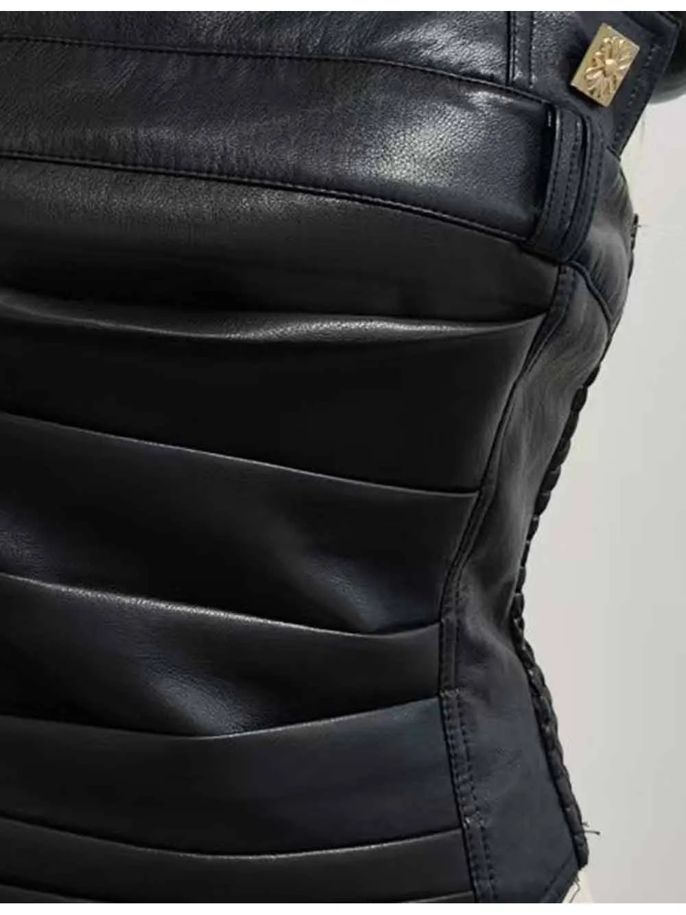 Faux Leather Corset Pleated Bodice Crop Tube Top