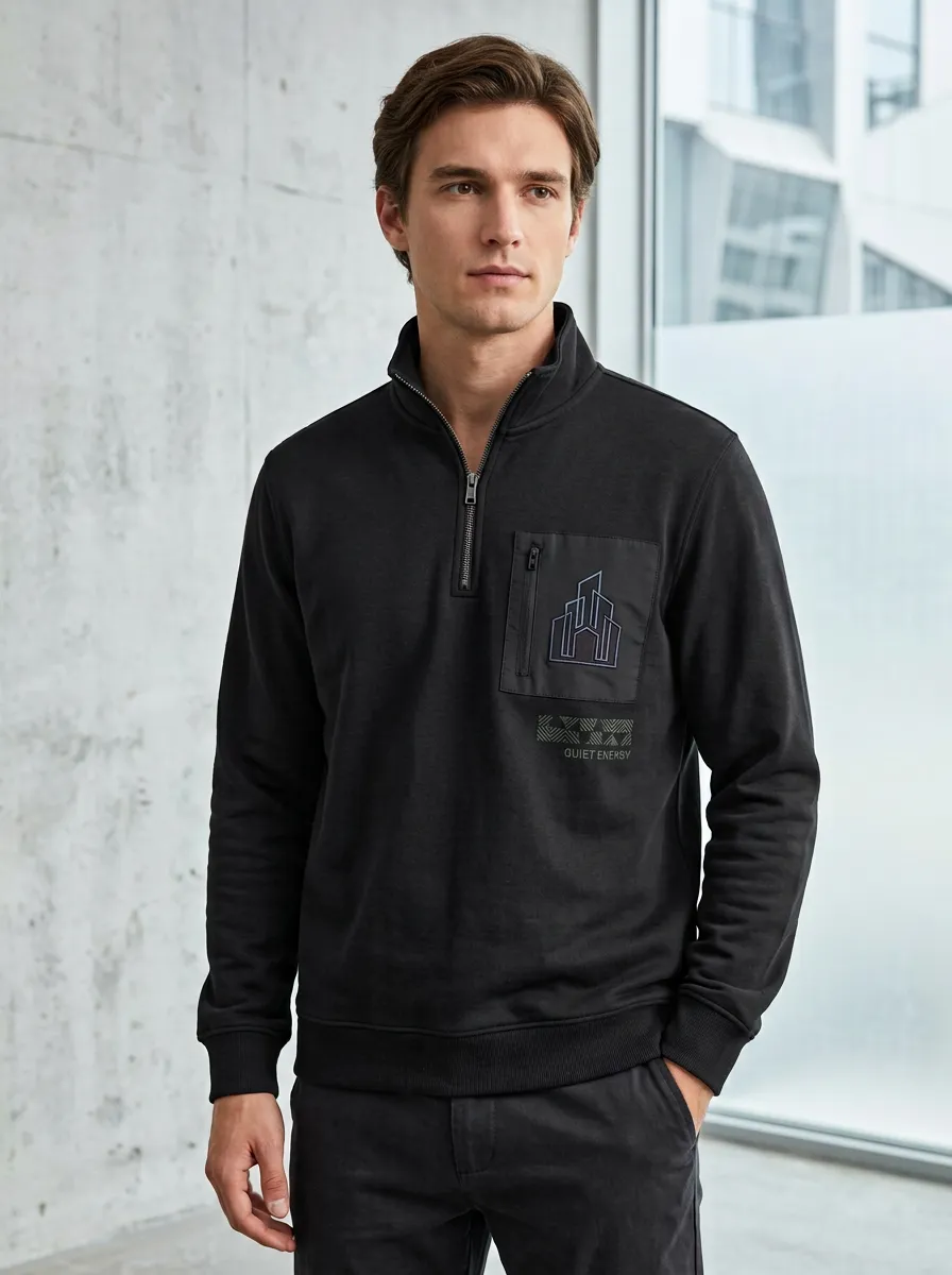 Casual Half-Zip Men's Half-Zip Sweatshirt