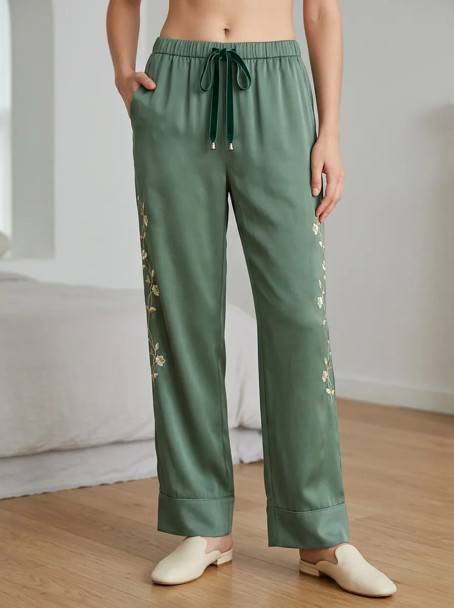 Floral Wide Leg Relaxed Pajama Pants