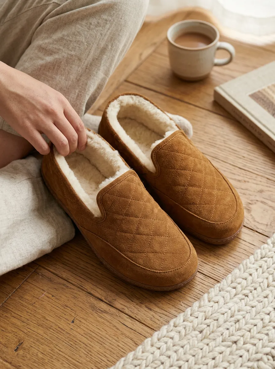 Relaxed Suede Look Quilted Daily Wear Unisex Warm Wool Shoes