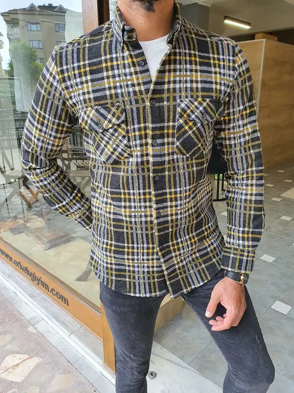 Classic Long Sleeve Slim Fit Cotton Plaid Casual Shirt