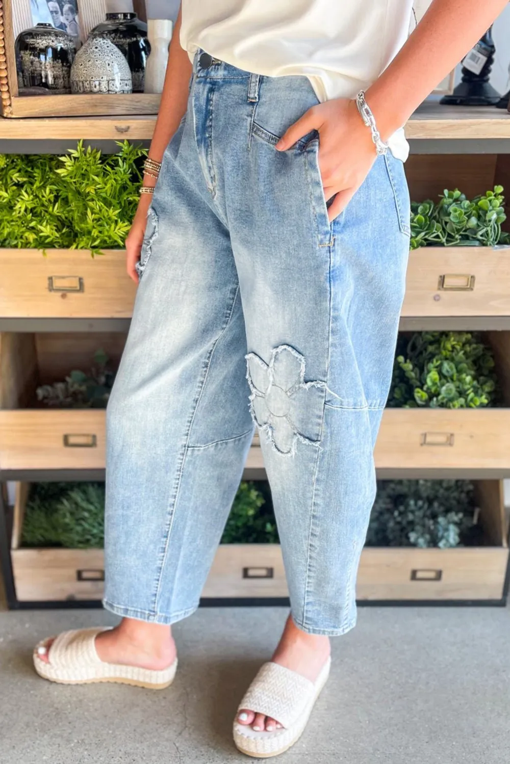 Bohemian High Waist Floral Print Jeans