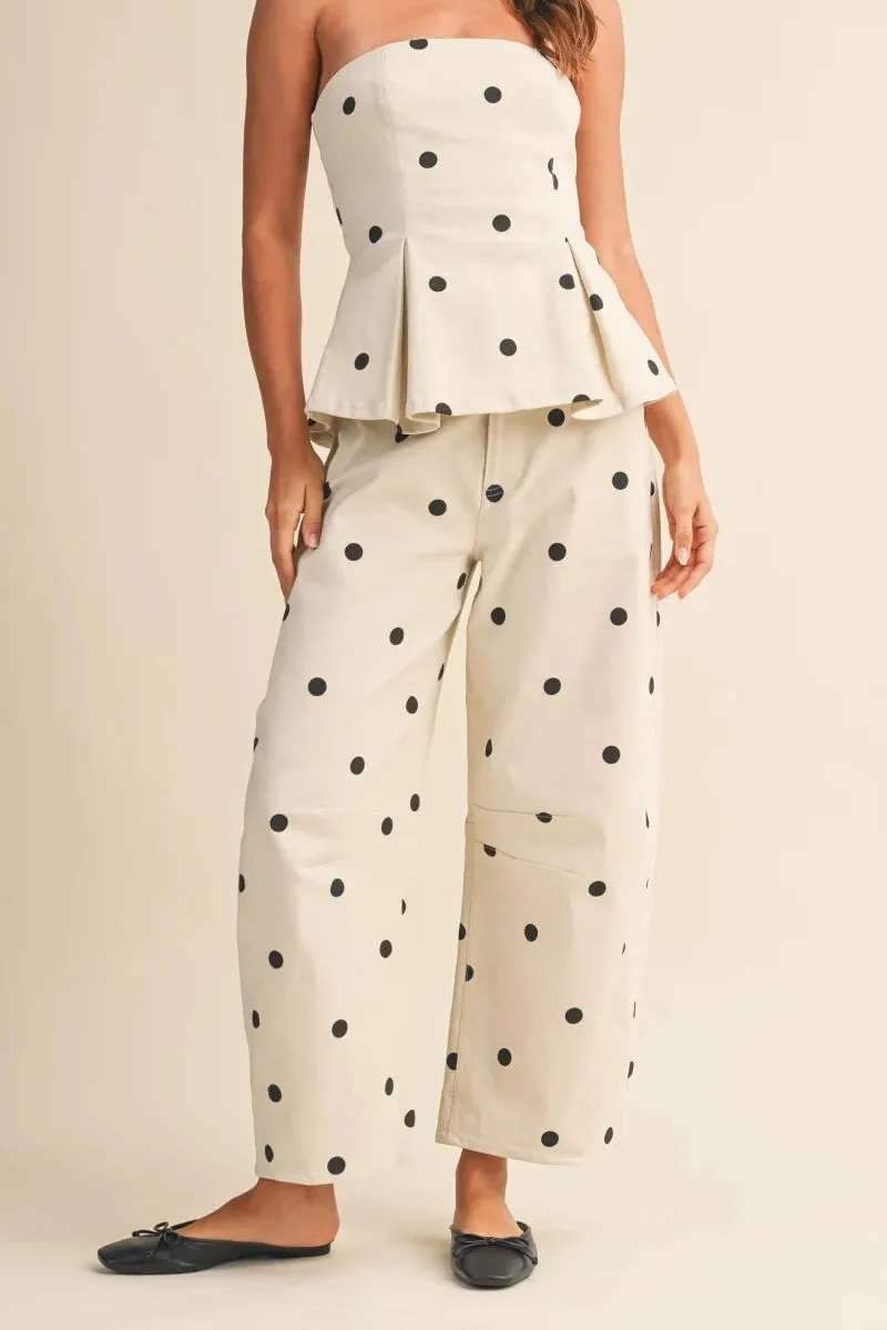 Polka-Dot High-Waist Lightweight Pants