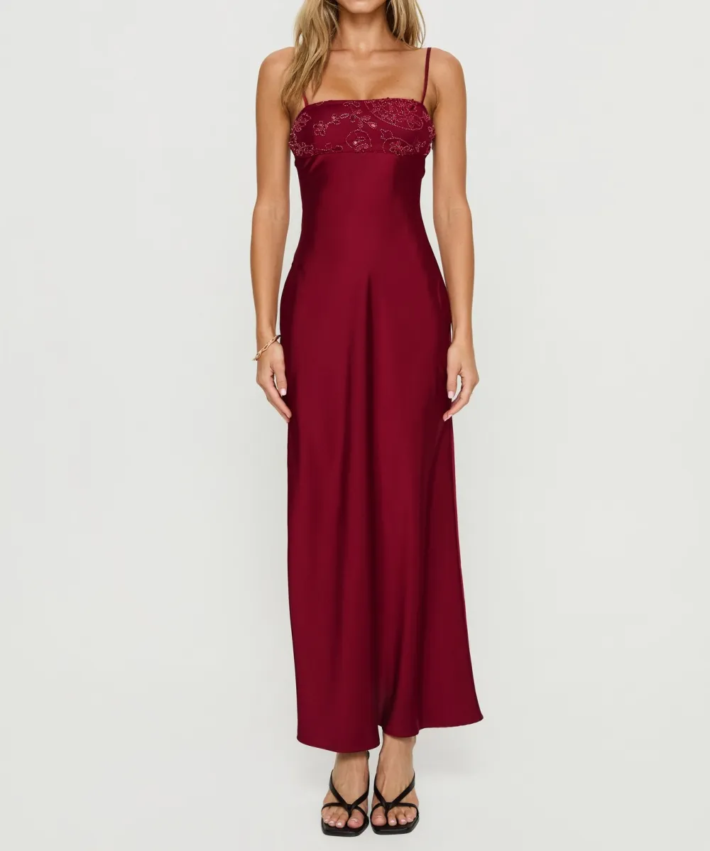 Tie Back Satin Look Maxi Dress