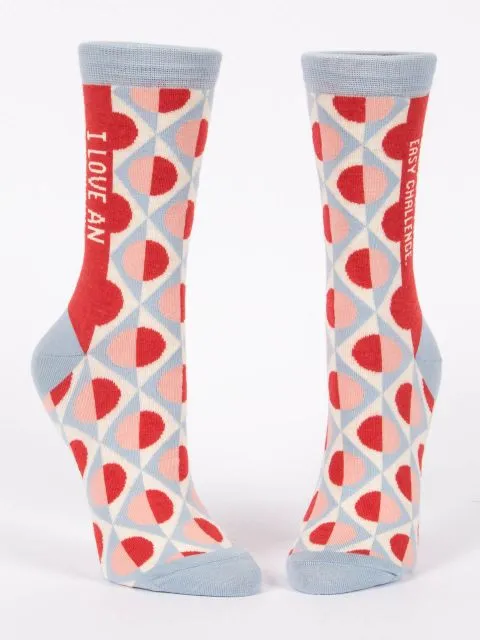 Women's I Love An Easy Challenge Crew Socks
