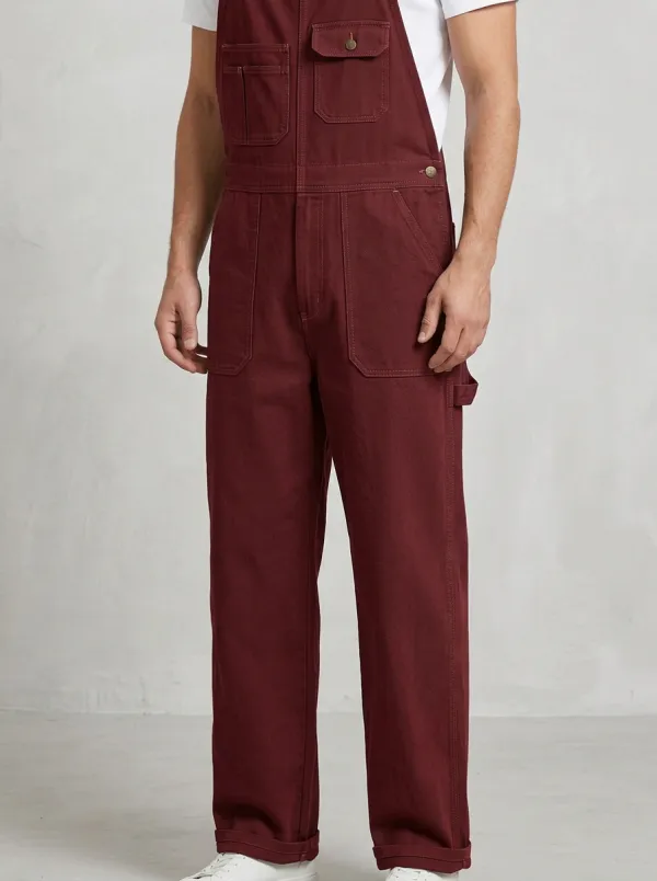 Men's Casual Utility Olive Green Cotton Overalls