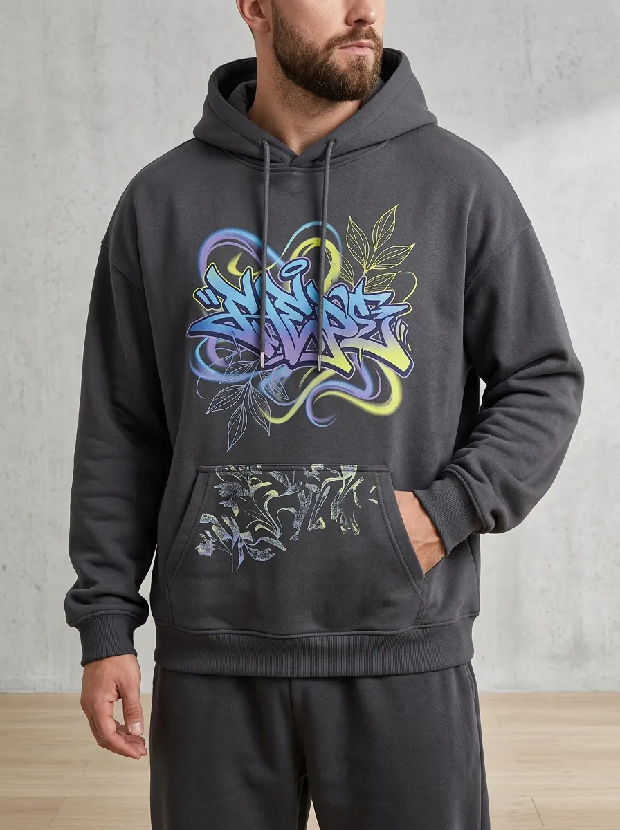 Unisex Graffiti Floral Streetwear Hoodie