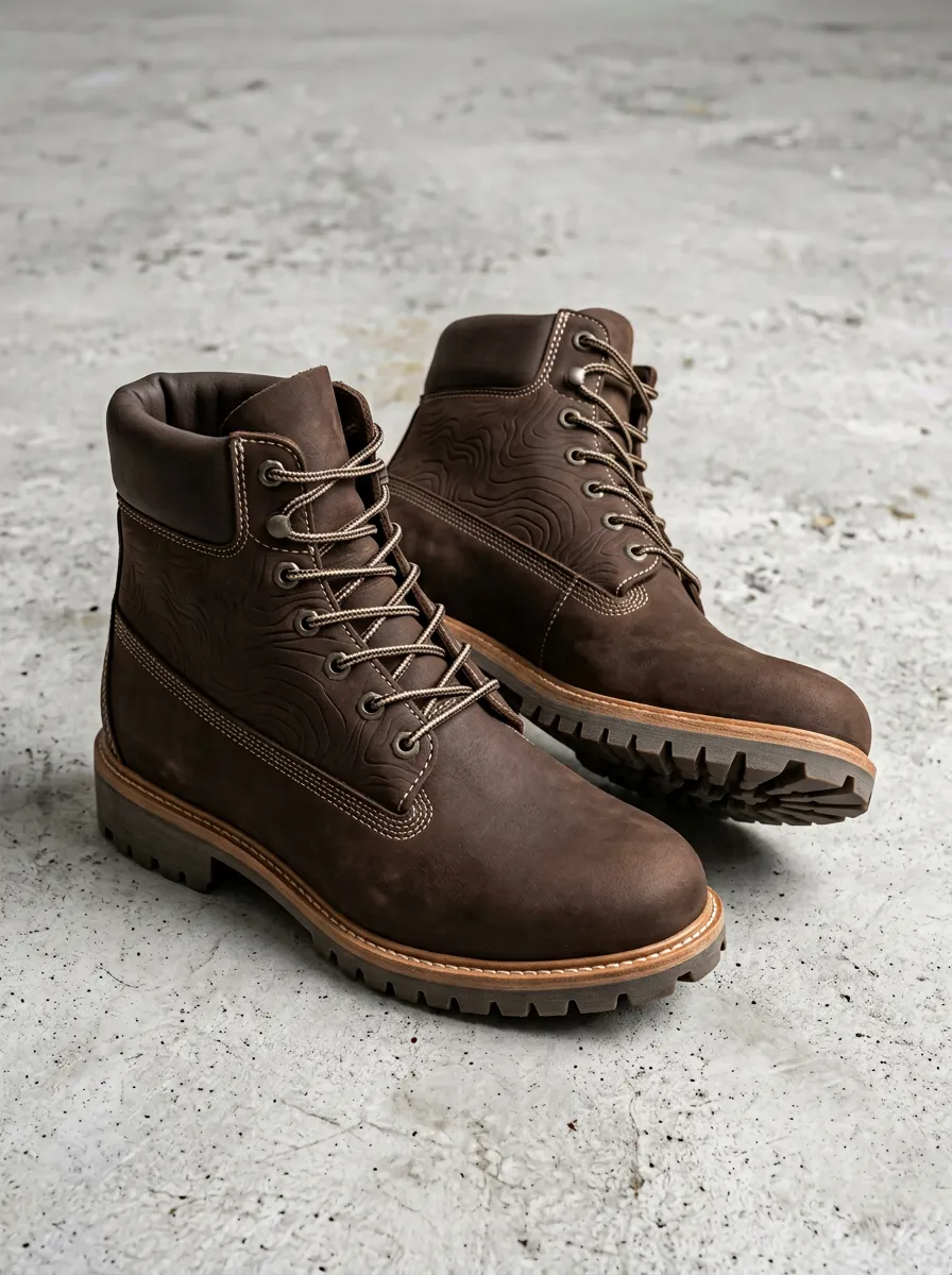 Unisex Casual Outdoor Adventure Topographic Pattern Print Work Boots