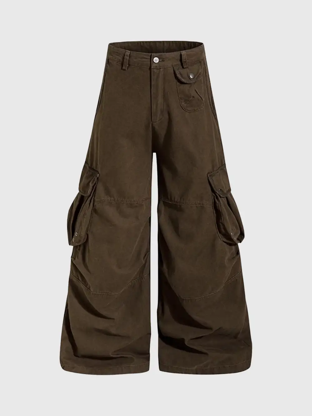 Wide-Leg Multi-Pocket D-Ring Cargo Pants