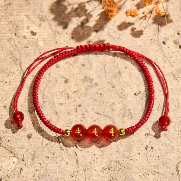 Angel Number String Agate Beads Braided Adjustable Bracelet
