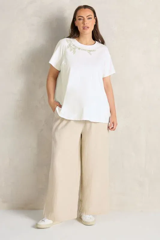 White Beaded Flower T-Shirt