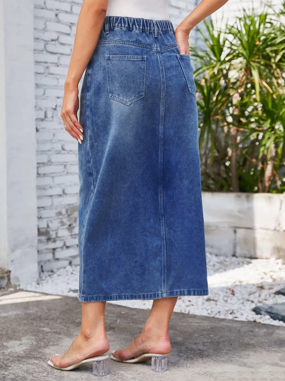 Balanced Denim Pocket Detail Skirt