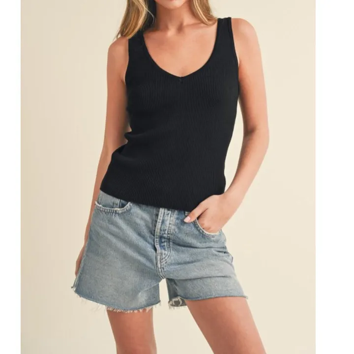 Ribbed Wide Strap Knit Tank
