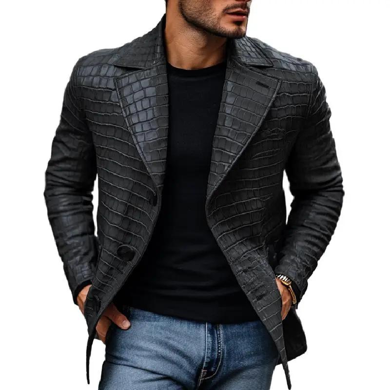 Textured Leather Blazer