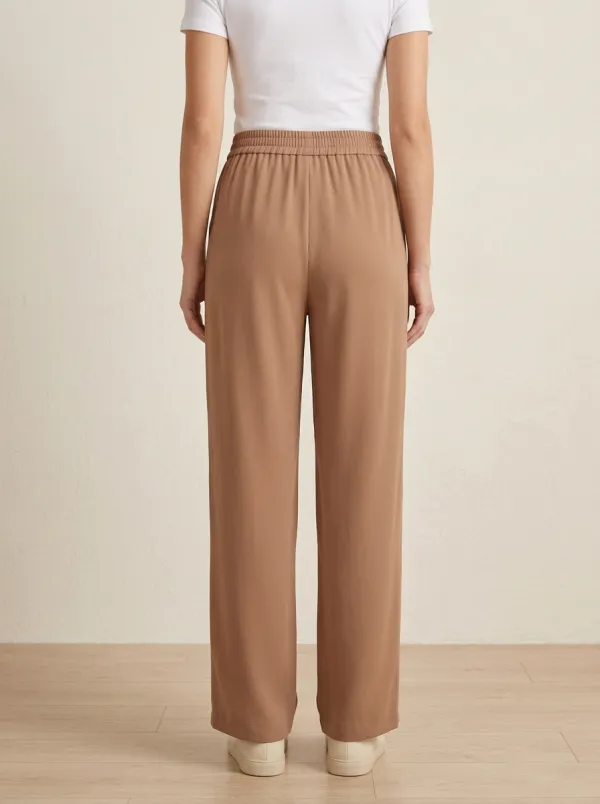Women's Pull-On Elastic-Waist Wide-Leg Trousers