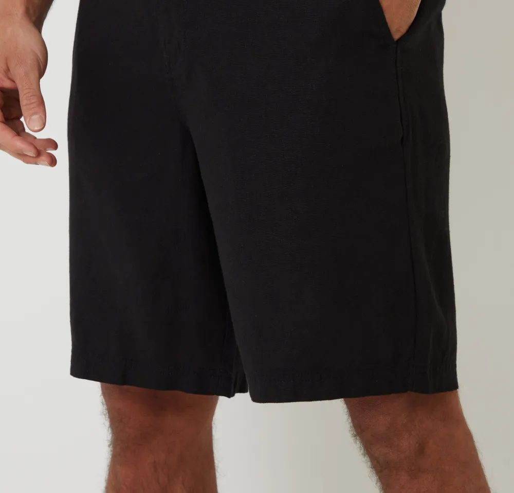 Men's Black Linen Blend Shorts