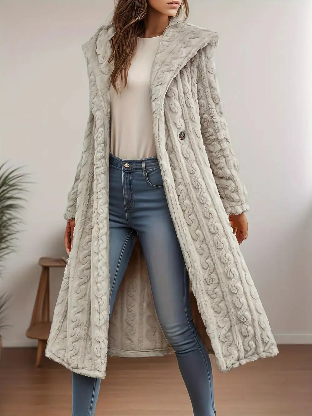 Cozy Hooded Button Up Longline Outerwear