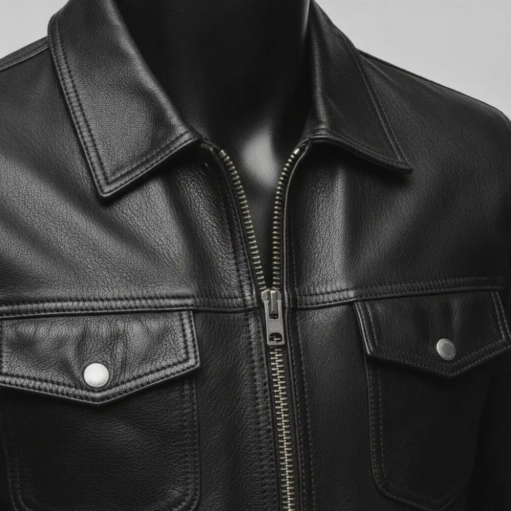 Classic Leather Biker Motorcycle Cafe Racer Jacket