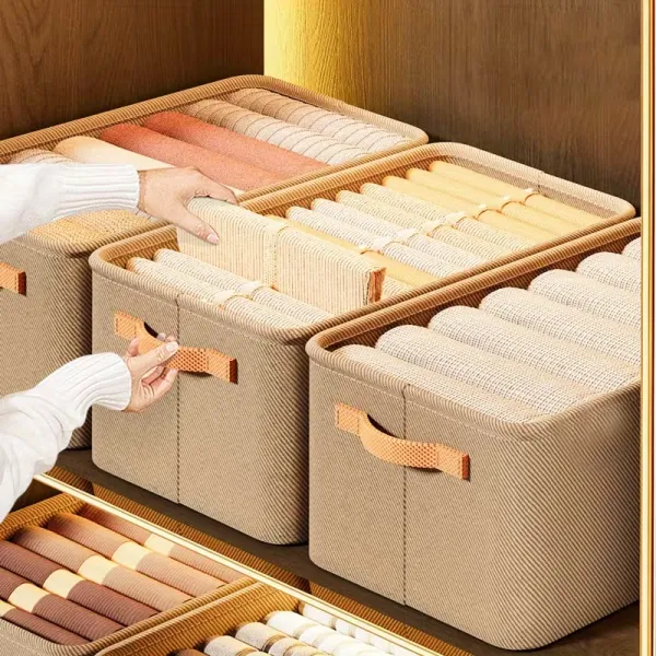 Stylish Beige Fabric Storage Bins